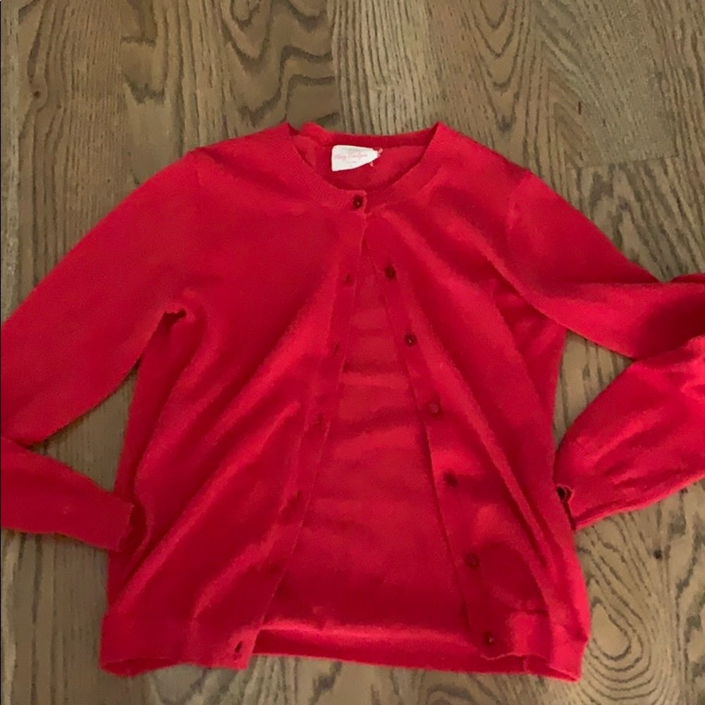 Red cardigan